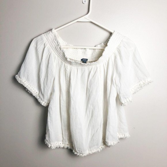 Aerie Smocked Cropped Blouse - Picture 1 of 5